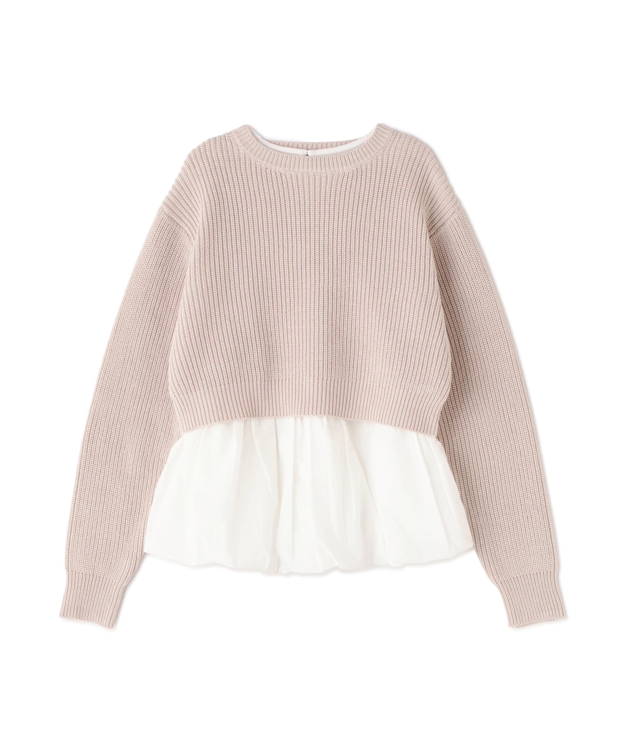 

Женский трикотажный укороченный свитер Natural Beauty Basics с рукавами-фонариками, бежевый/молочный