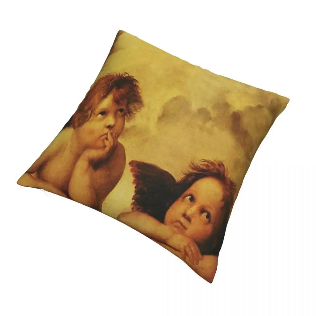Angels Cherubs Raphael Santi Sistine Madonna Sweet Polyester Cushion Cover Home Office Decorative Kawaii Pillow Cover