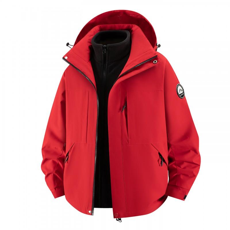Men Women 3-in-1 Outdoor Waterproof Windproof Jacket With Detachable Down Inner Layer Hiking Camping Winter