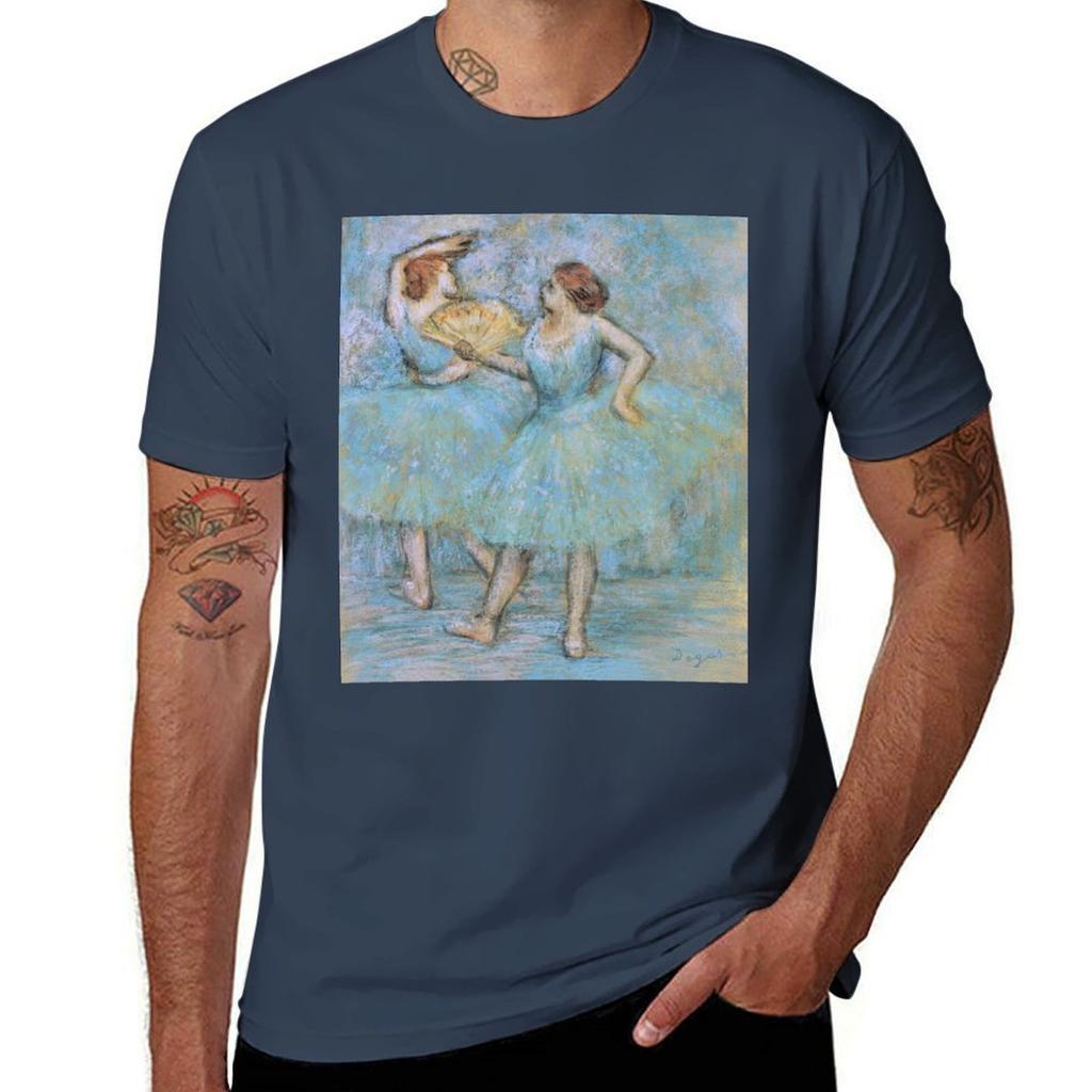 Edgar Degas Two Dancers, Pastel Blue T-shirt Funny T Shirts Cotton T Shirts With Prints T Shirt Man Designer T-shirt