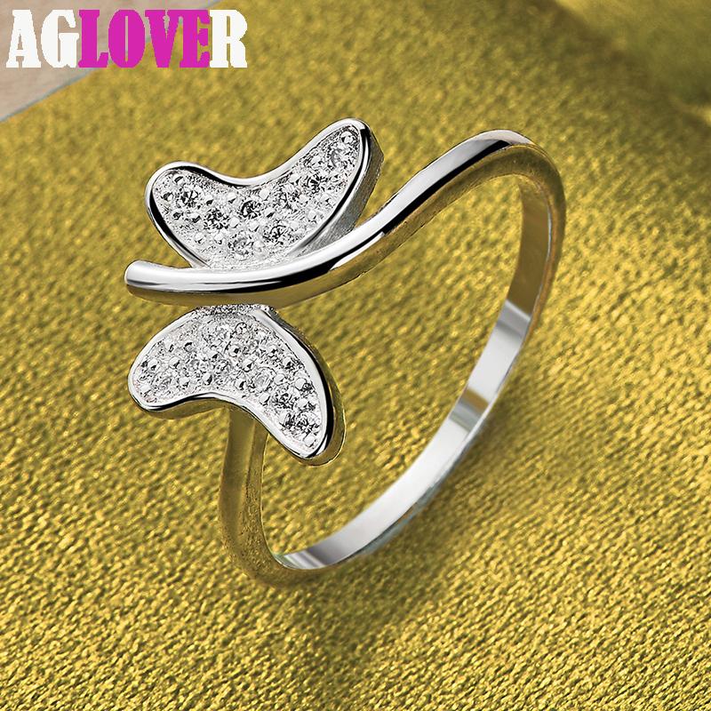 Bague papillon en argent Sterling 925, bijoux en Zircon AAA