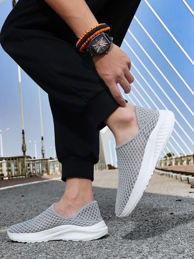 Fashion Breathable Male Sports Shoes Gray Quick-Drying Jogging Light Korean Outdoor Without Leather Stylish Jump Men's Casual Sneakers