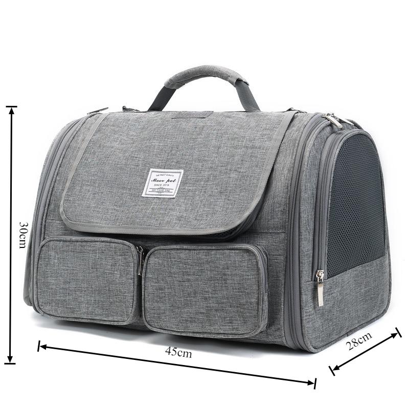 Folding Pet Cat Bag Shoulder Bag Breathable Folding Pet Supply Bag Portable Cat Dog Handbag Carriers Backpack Cat Supplies серый