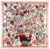 130cm*130cm High Quality Luxury Brand Large Square Scarves Colored Sketch Flower Pots Silk Scarf For Women Headband