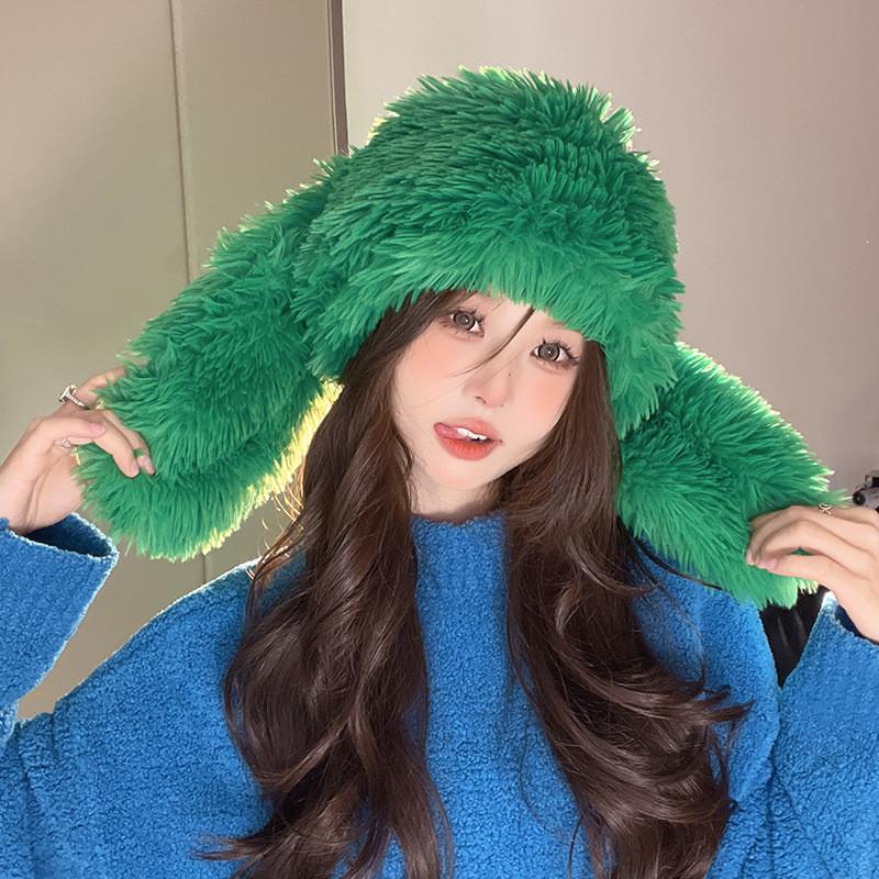 Soft Fluffy Eared Fisherman Cap With Insulation And Wind Resistance For Autumn Winter
