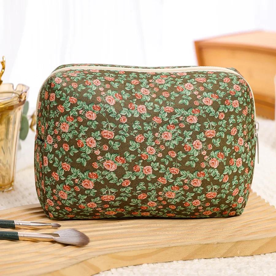 

Цветочные восьмиугольные косметички для женщин, косметичка большой емкости, дорожная сумка для хранения, переносная сумка для туалетных принадлежностей, органайзер для косметики