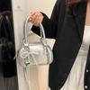 Cute Trendy Women'S Mini Shoulder Bag Fashion Pu Leather Bow Female Crossbody Bag Elegant Silver Party Handbag Sweet Small Purse