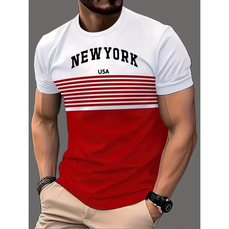 Pánské sportovní a volnočasové tričko - 3D digitálně potištěný pruhovaný design