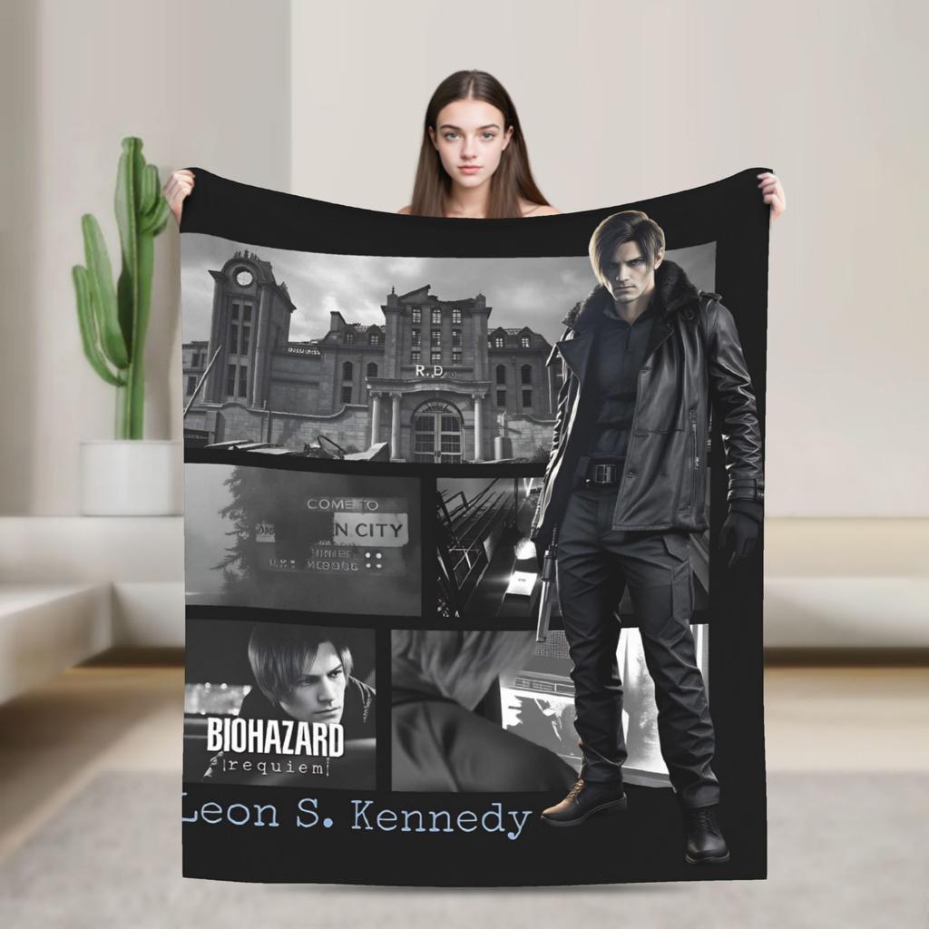 Leon Kennedy Blanket Adults  Flannel Throw Blanket For Sofa Home Comfortable Design Quality Bedspread Gift