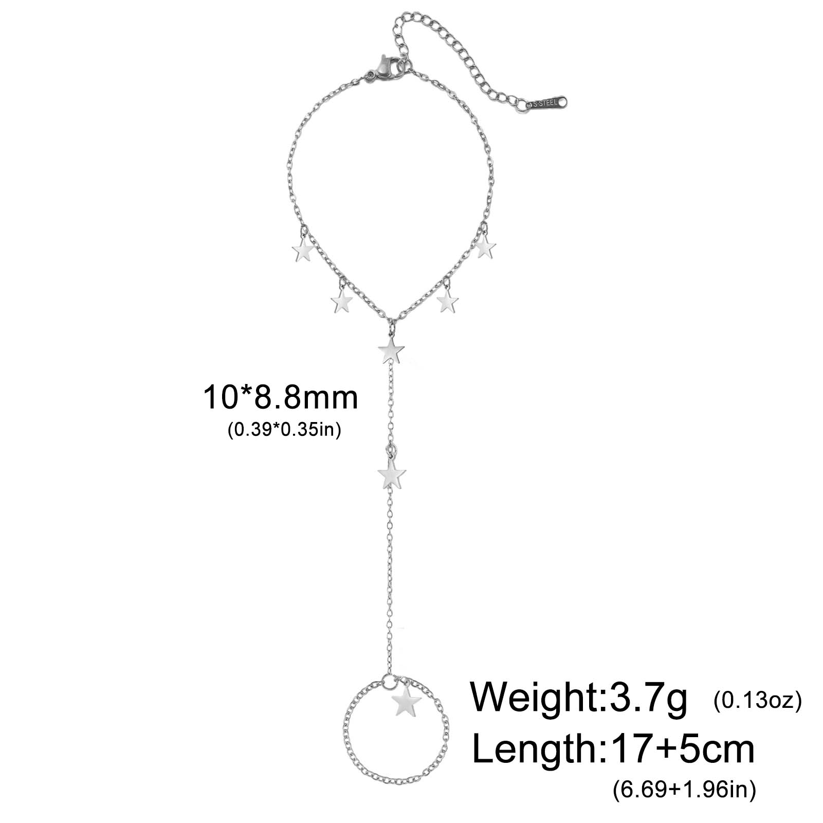 

Trendy Gold Color Stars Finger Bracelet Stainless Steel Women s Hand Bracelet Ring Jewelry Birthday Gift 2026 Wholesale New 17-22 cm