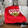 VfB Stuttgart Football Club Flannel Blanket, Red Shield Logo Print Throw Blanket, Soft Warm Sofa Bed Blanket for Soccer Fans Home Decor Gift