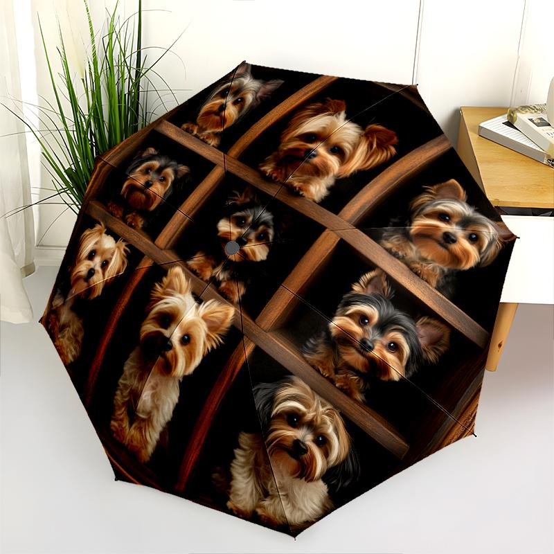 Fantasia Yorkshire Terrier, ombrello pieghevole automatico, design portatile e pieghevole, 8 stecche, un regalo di Natale o di compleanno.
