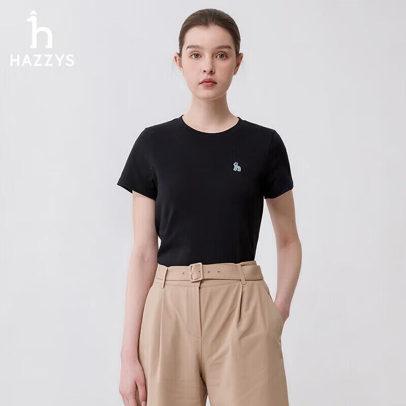 HAZZYS Women s Casual Embroidered Round Neck T-shirt 38