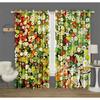 Colorful Rich Flowers Pattern Curtains Green and Peach Flowers Kitchen Decor Curtains Bedroom Living Room Window Decor 2 Panels