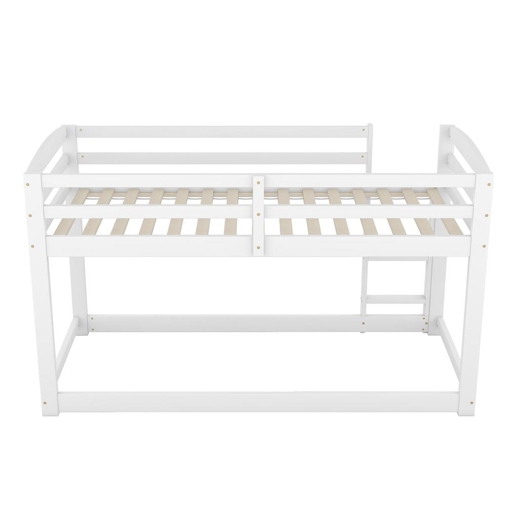 Kinderbett Hochbett, Etagenbett mit Leiter, Stockbett mit Lattenrost und Rausfallschutz, Massivholzrahmen