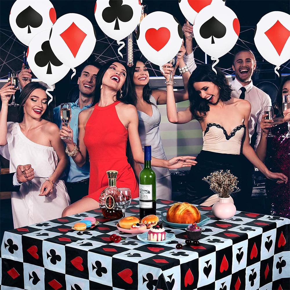 Poker Casino Party Decoration 12inch Latex Balloon Aluminum Foil Dice Balloons Wedding Christmas Casino Party Birthday Supplies