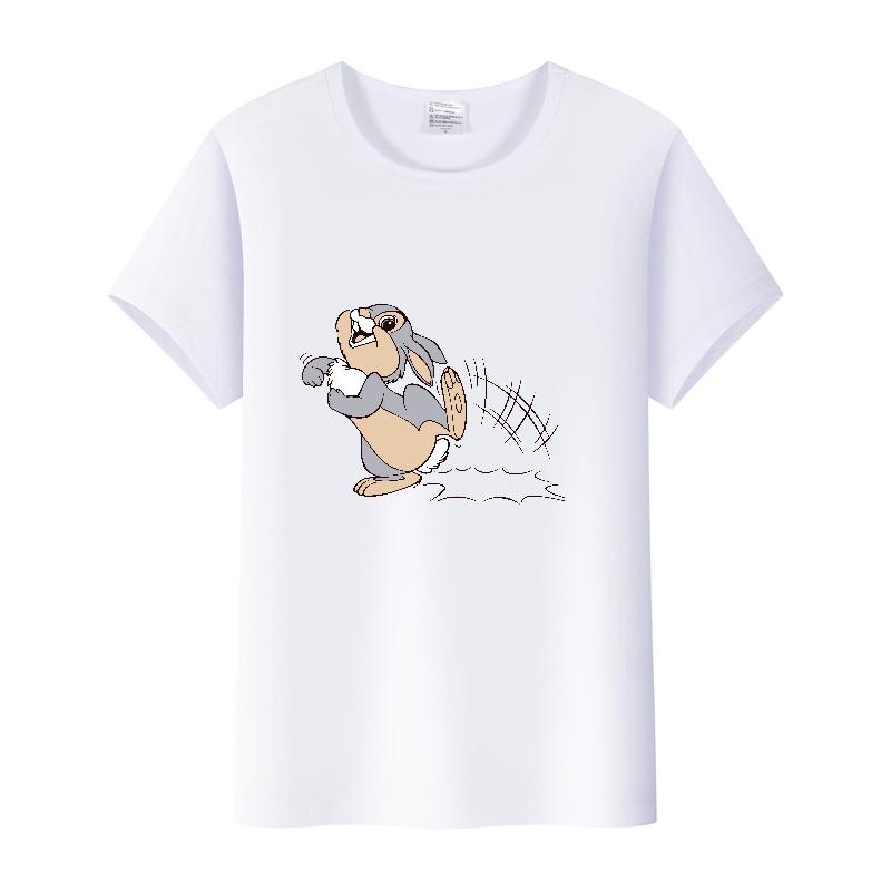 Kawaii Clothes Y2K Tshirt Plus Size Tops Unisex Cartoon Bambi Thumper Graphic T-shirt Summer Blouses White Tees