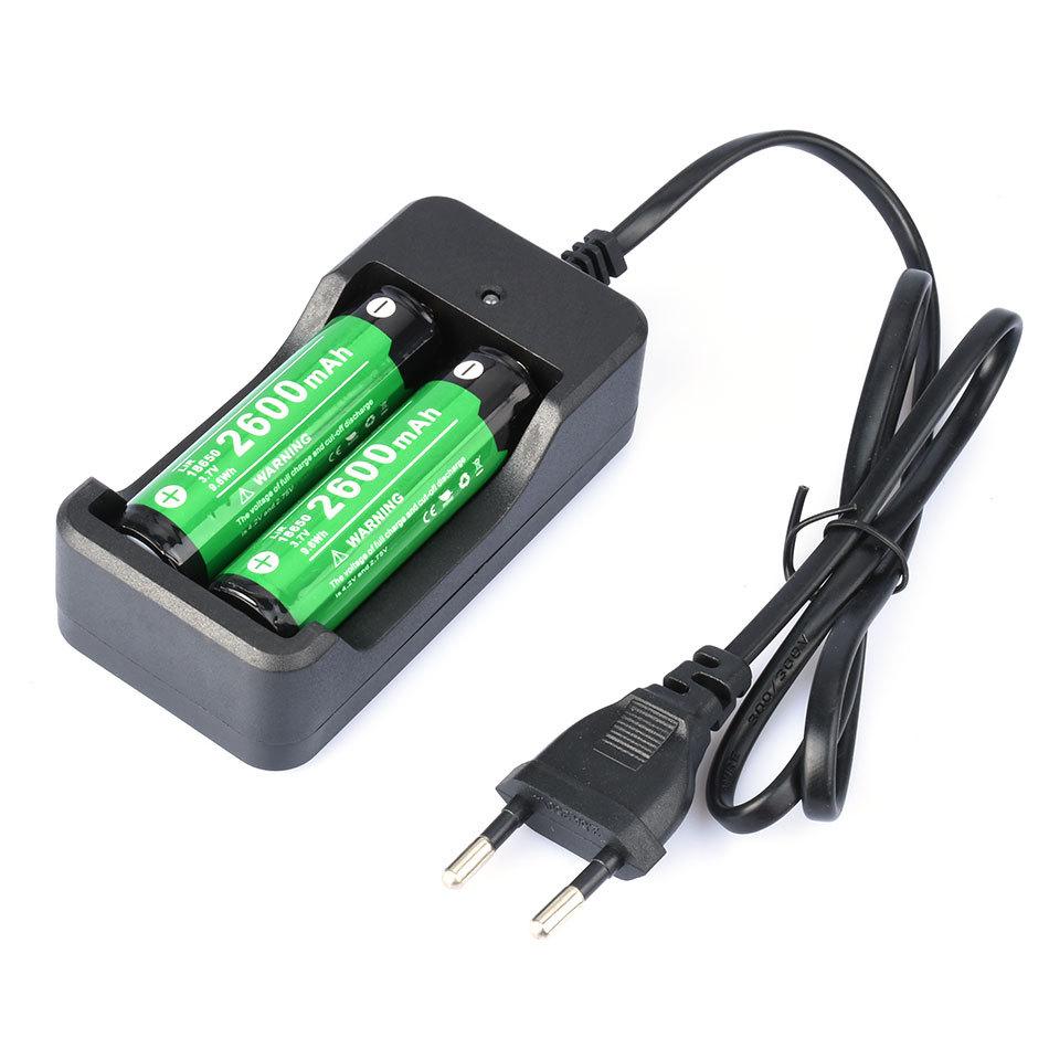 18650 Battery Charger EU Plug 2 Slots Smart Fast Charger 18650 14500 16340 26650 Lithium Battery Rechargeable Charging Device 1A