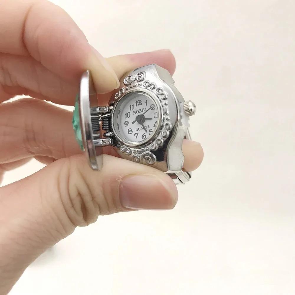 CLassic Clock Quartz Women Watch Ring Vintage Ellipse Oval Finger Watch Charm Jewelry