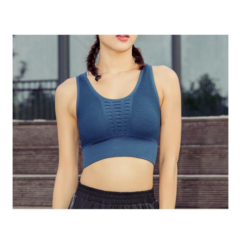 Women Seamless Back Mesh Sports Bra Breathable Quick Dry Shockproof For Yoga Running Fitness