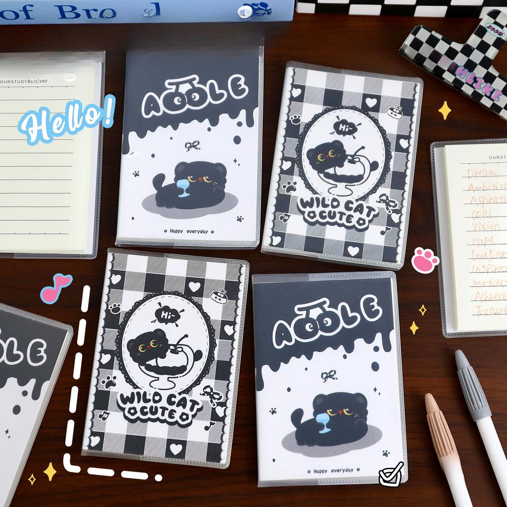 Kawaii Cartoon Black Cat Looseleaf Notebook Student Portable Pocket Notepad Cute Journal Travel Binder Planner School Supplies