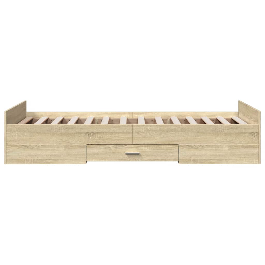 Bed Frame with Drawers Sonoma Oak 75x190 cm Engineered Wood