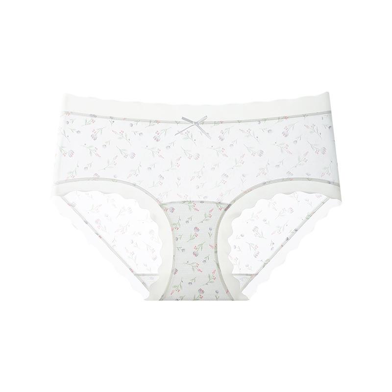 Girls Summer Sweet Print Naked Sense Ice Silk No Trace 10A Antibacterial Extension Crotch Triangle Briefs