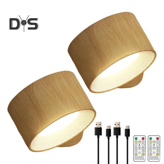 Trådløs vegglampe med fjernkontroll Dimmbar Enkel installasjon USB-oppladbar Veggmonterte lysarmaturer LED-vegglampe