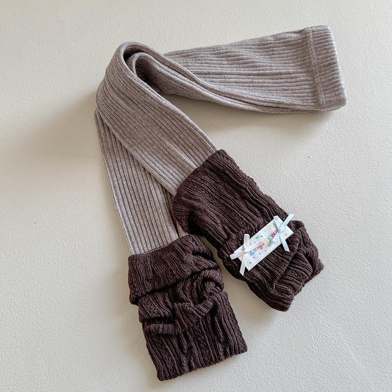 2025 Korean Style Knitted Scrunch Leggings & Tights Combo - Nine-Point Girls' Cotton Leg Warmers
