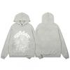 Mens Spider Web Graphic Hoodie High Street Loose Fit Long Sleeve Pullover Teens