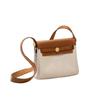 2026 Neue 20cm Rindsleder mit Canvas Leder Tasche Mini Schulter Crossbody Stoff Grenzüberschreitend