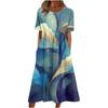 Women's Casual Dresses Printed Dresses Summer Dresses Printed Pleated Round Neck Midi Dresses Basic Classic Outdoor Daily Short Sleeve Loose Dresses