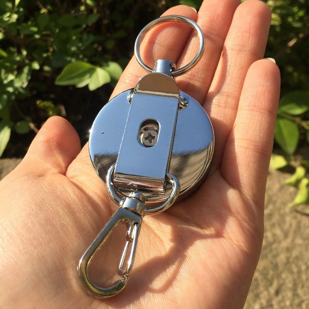 Resilience Retractable Anti-lost Metal Badge Reel Safety ID Card Holder Burglar Trinket Key Buckle