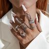 Fashionable irregular geometric openwork ring set design sense peach heart butterfly opening ring for women