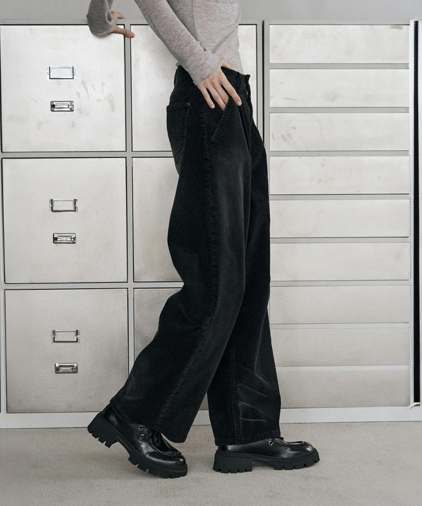 Ledeoli Washed Corduroy Pants [Black]