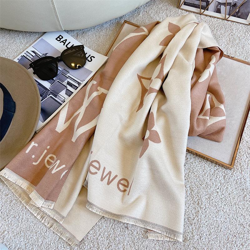 Women's Cashmere Blend Double-Sided Scarf - Autumn/Winter Warm Shawl, Versatile High-End Fashion