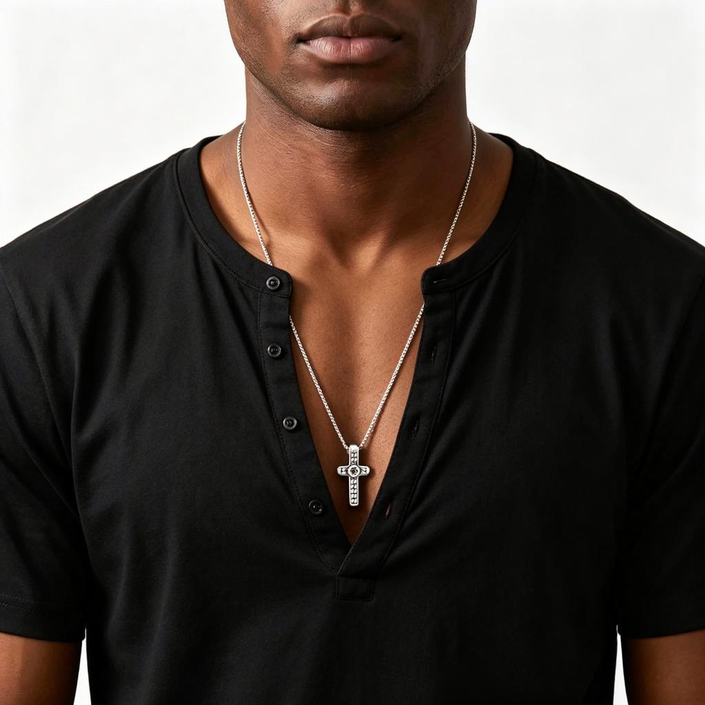 Vintage Cross Necklace for Men,Stainless Steel Cross Pendant Necklace,New Stylish Faith Prayer Jewelry