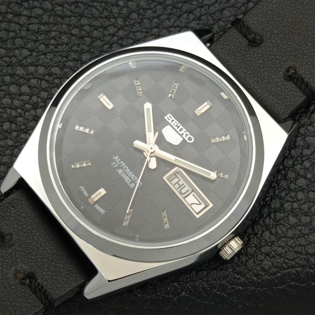 AUTOMATIC SEIKO 5 JAPAN MENS 6309A REFURBISHED BLACK COLOR DIAL WATCH a440288-4