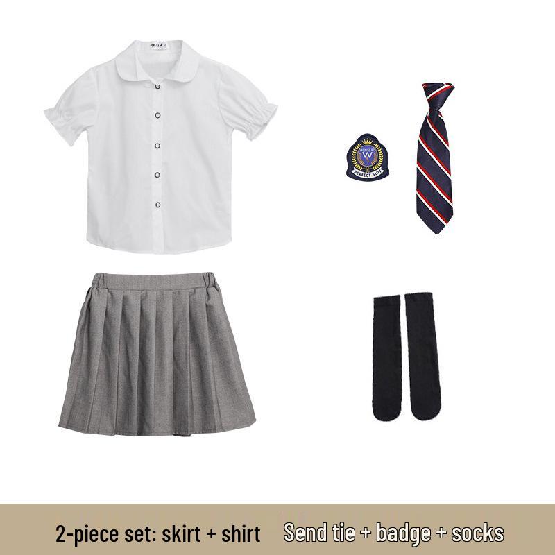 Britský styl základní školní uniforma set: Jarní/podzimní absolventský oděv pro mateřskou školu pro třídní vystoupení