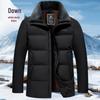 Veste d'hiver en polaire pour hommes âgés - Manteau épais rembourré en coton avec duvet de canard blanc