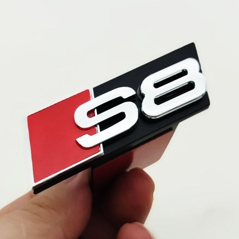For c11 RS3 3D ABS Chrome Black Logo S3 S4 S5 S6 S7 S8 Emblem Car Front Grill Badge For c11 S 3 4 5 6 7 8 Auto Styling Accessories