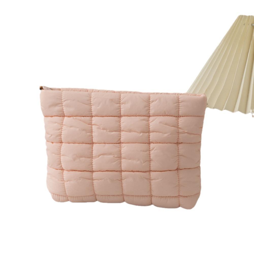 Trendy Women's Solid Color Pleated Makeup Clutch: Versatile, Fashionable, Stylish Plaid Bag