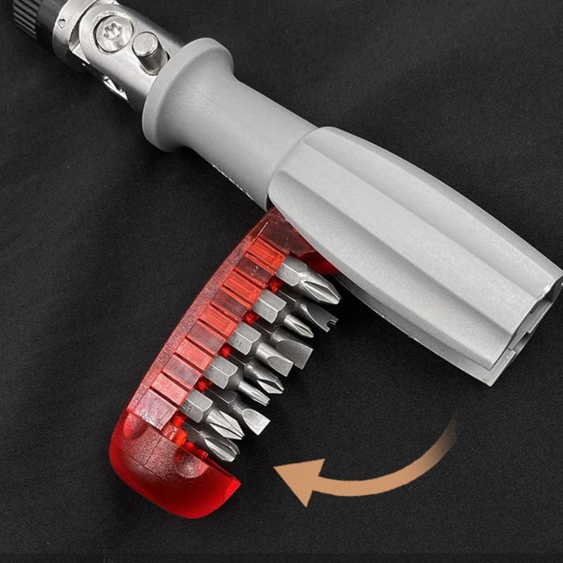 All In One Ratcheting Screwdriver 10 In 1 Screw Driver with Magnetic Bits Set Small Pocket Size Portable