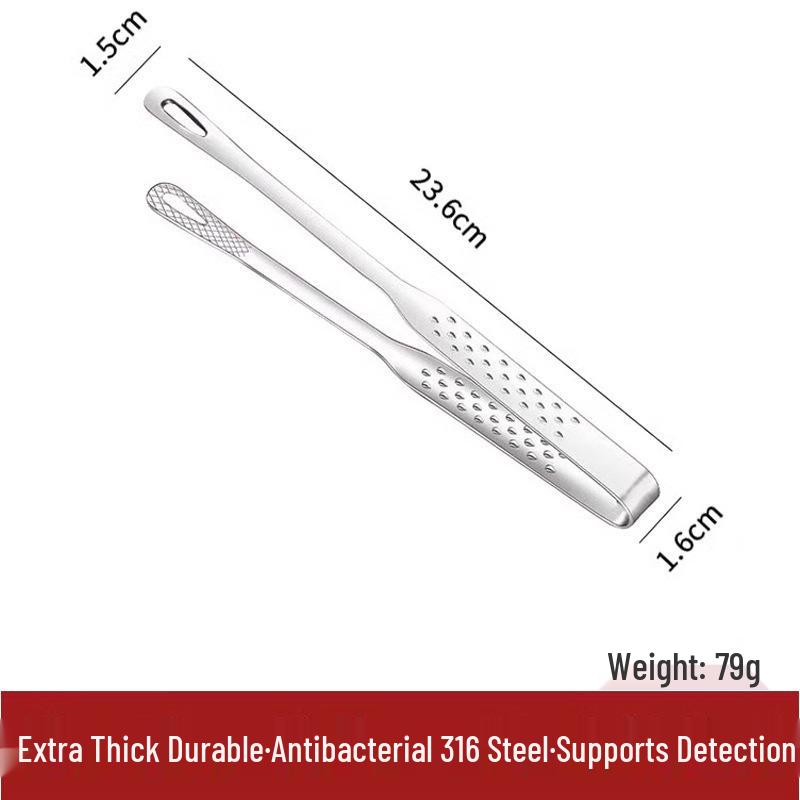 316 Stainless Steel Anti-Scald Thickened Barbecue and Kitchen Tongs for Steak and Buffet