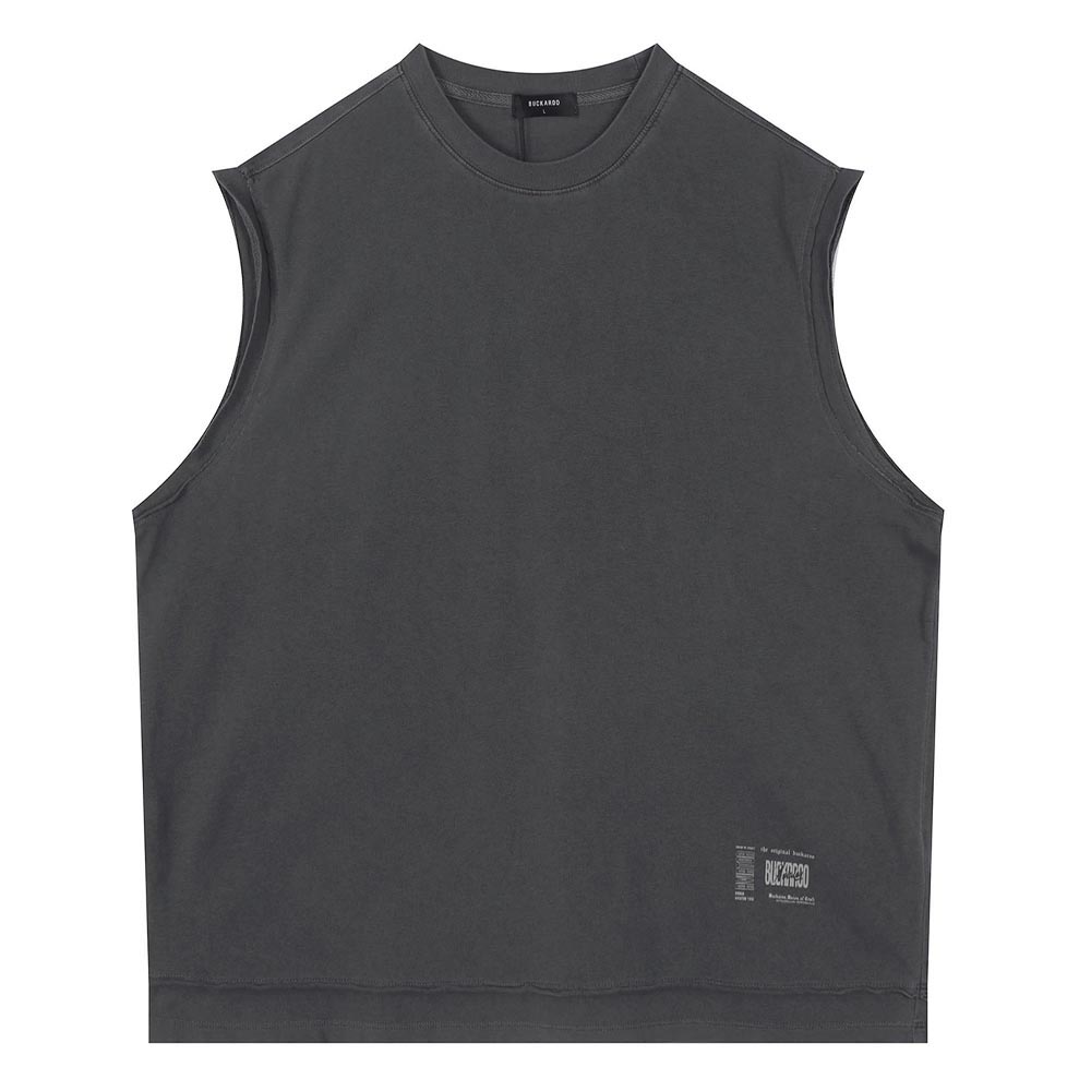 Burkeru 16-Count Single Oversized Vintage Artwork Sleeveless T-Shirt Dark Gray Dark Grey_M