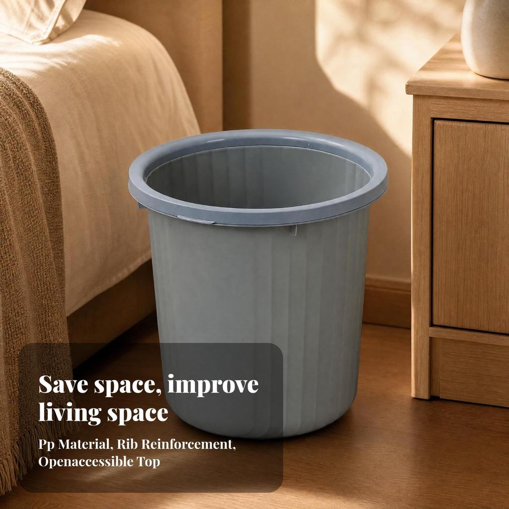 Wastebasket with Retaining Collar Modern Open-Top Waste Bin Low-Profile