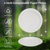 ECOLipak 6 Inch Disposable Compostable Small Paper Plates, 200 Pack Recycled Sugarcane Bagasse Biodegradable Heavy Duty Mini Dinner Appetizer Cake
