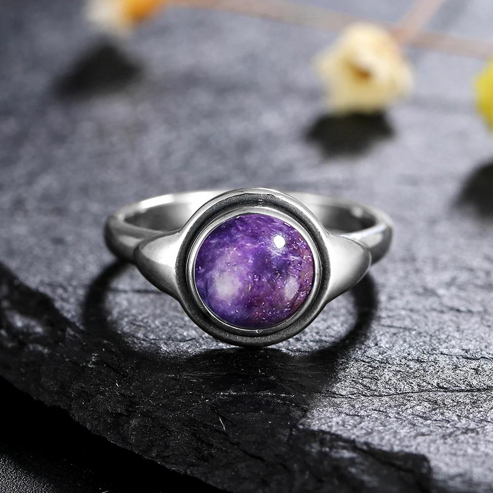 S Silver Ring for Women 8MM Oval Natural Moonstone Turquoise Laqbradorite Rhodochrosite Gift Party