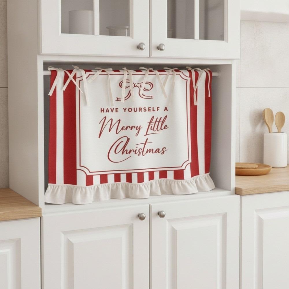 Decorative Kitchen Stove Curtain Lace-up Design Cabinet Curtain Christmas Oven Curtain Partition