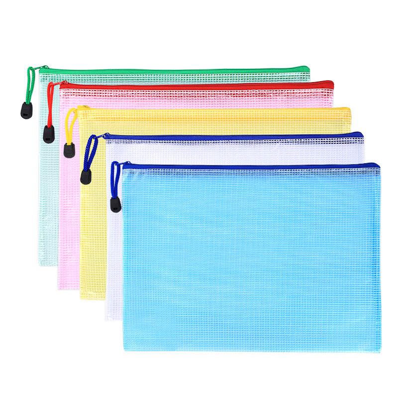 

A4 Transparent Mesh Handheld Zipper Bag for Test Papers - Waterproof & Customizable